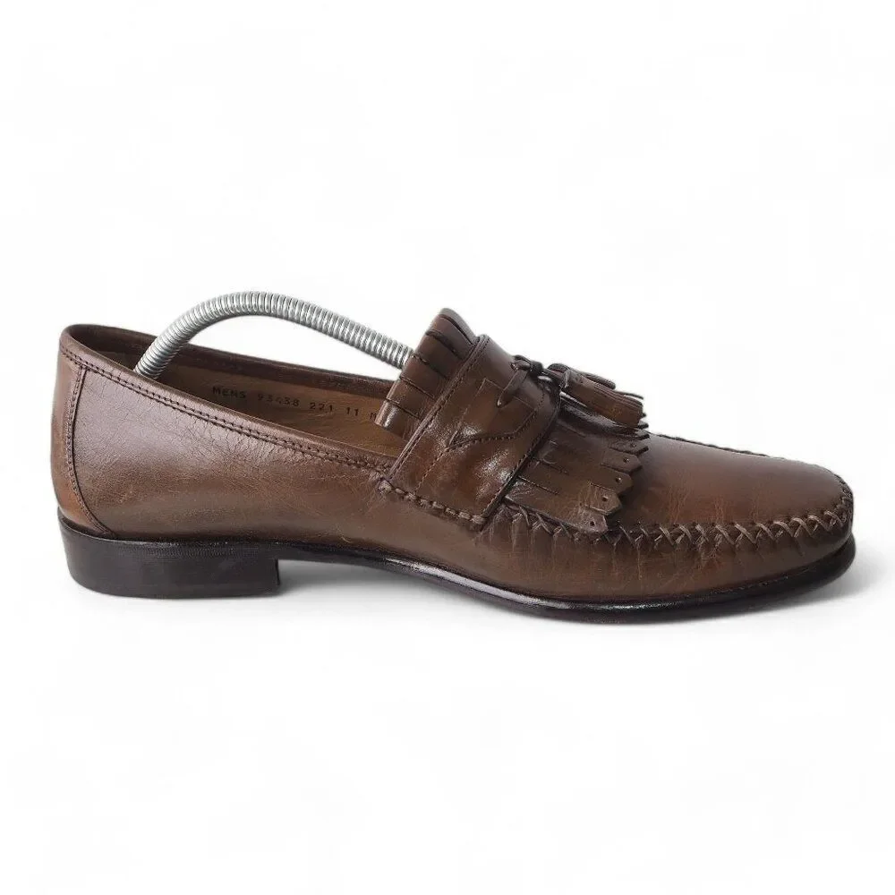 Brass‎ Boots Tassel Kiltie Slip-on Moc Toe Leather Loafers 93438 Brown Men's 11M